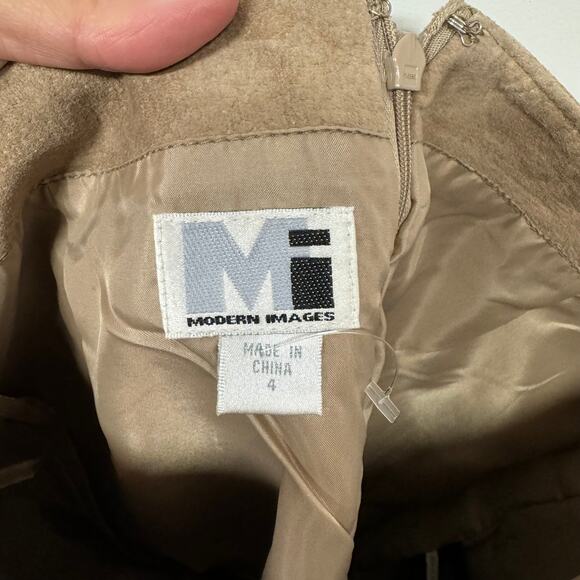 Modern Images Suede Skirt Womens 4 Midi 100% Leather Light Brown Tan Old Money - Picture 4 of 10